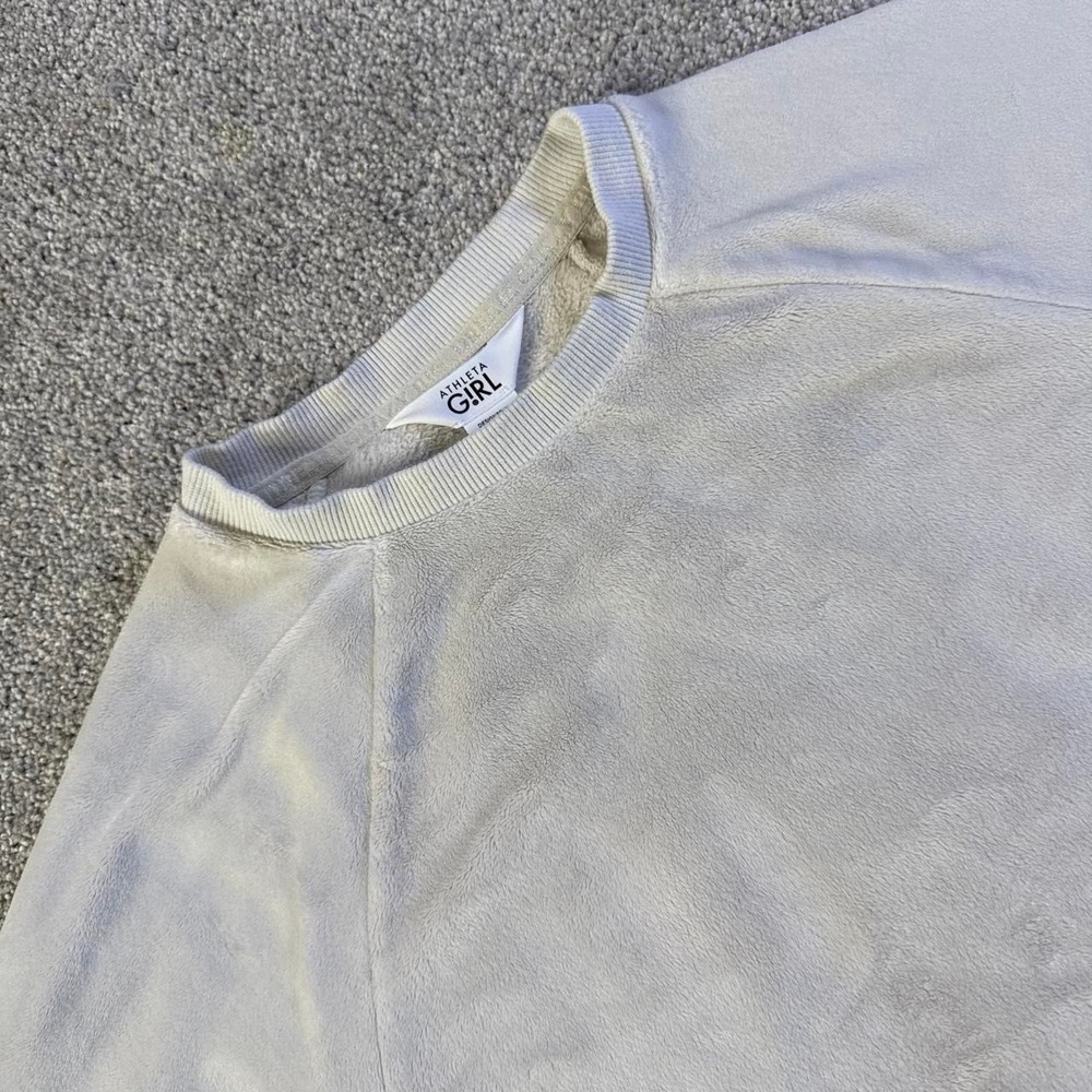 Athleta Girl Cream & White Sweatshirt Youth M 8-10 Cozy Pullover